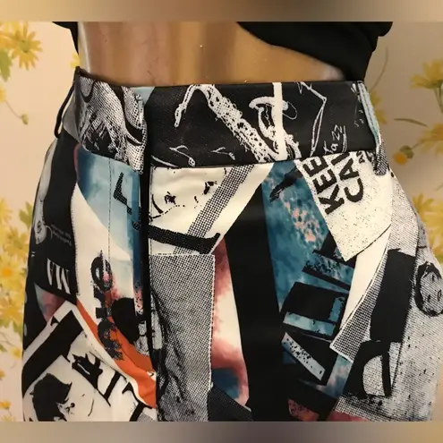 OVI collage print satin ankle pants size M