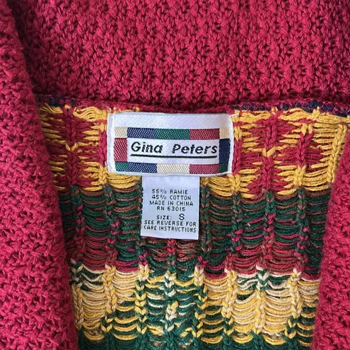 Vintage Gina Peters Sweater Vest Red and Yellow geometric design button up small