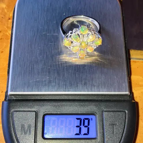 Natural Honey Opal Cocktail Ring Size 9 Silver