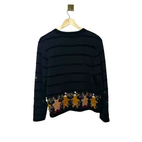 VINTAGE 90s Jack B Quick Ugly Bedazzled Christmas Cardigan Sweater Black Size M Size M
