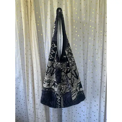 Polynesian Handmade Hawaiian Reversable Tribal Shoulder Hobo Beach Shopping Bag Purple