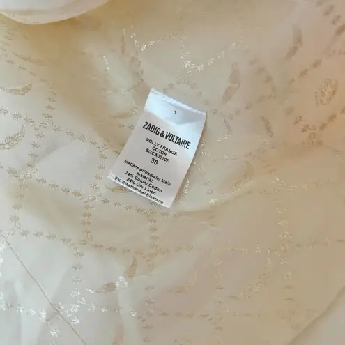 Zadig & Voltaire Volly Frange Ivory Open Front Blazer Jacket Size 36