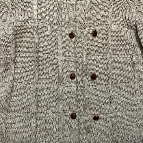 VNTG Marisa Christina Double Breasted Chunky Knit Silk Wool Cardigan Women’s L Tan Size L