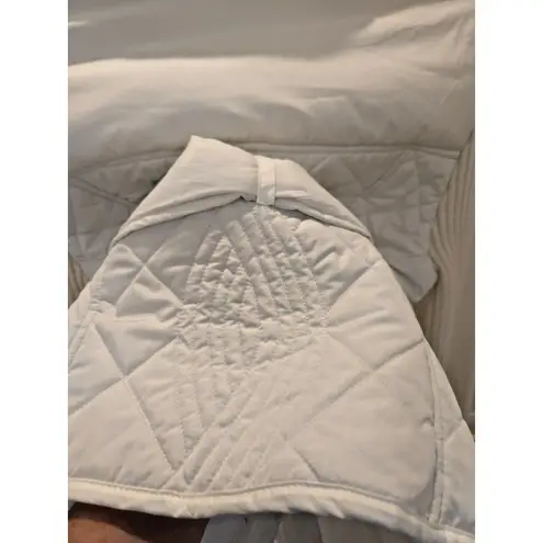 Dollhouse White Quilted M Jacket Ribbed Knit Sleeves Belted Hybrid Belted