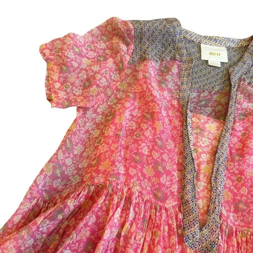 Maeve Anthropologie Coral Print Mini Dress Sheer w/ Liner Floral Size 4 Women's