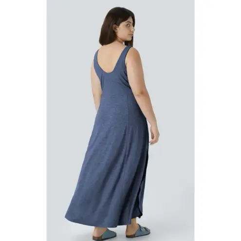 Halara U Neck Flowy Maxi Casual Tank Dress Size Medium Tulip Hem Athlesiure