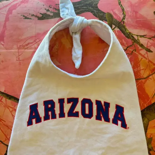 Hype & Vice university of arizona white open tie back y2k halter crop top