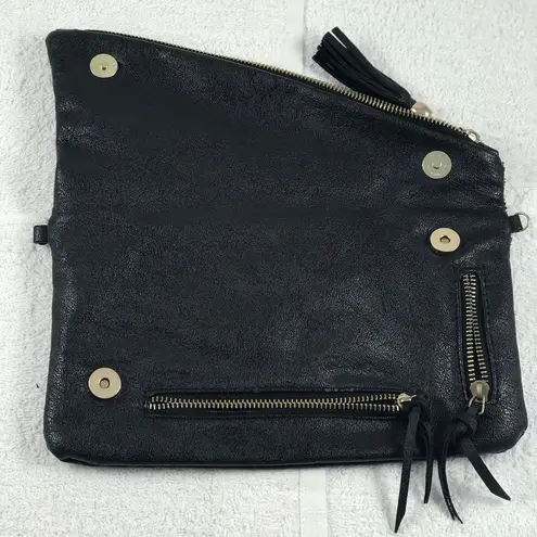 Distressed Pleather Zipper foldable clutch