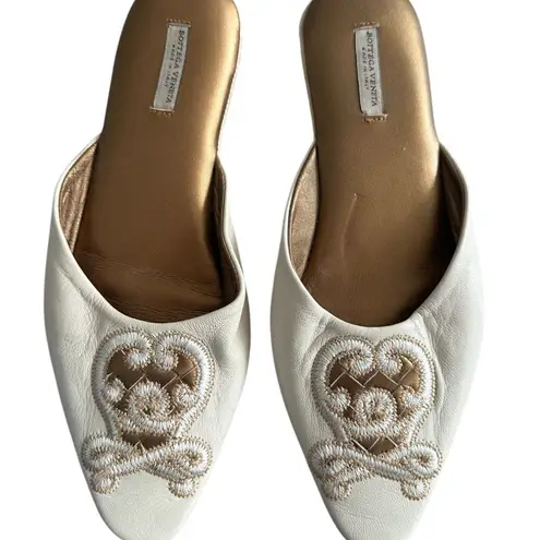 Bottega Veneta Leather Embroidered Emblem House Slippers Size US 6