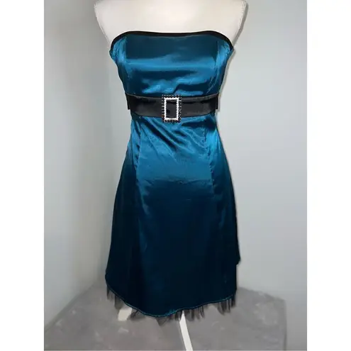 Teeze Me Vintage y2k Tube Top Teal Party Cocktail Mini Dress 5