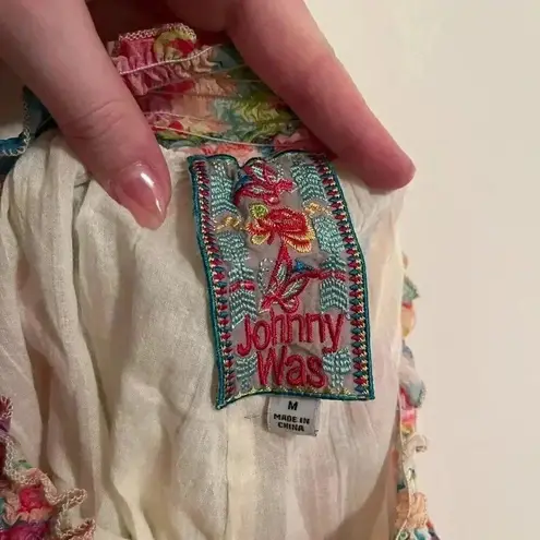 Johnny Was Mariah Printed Smock-Waist Wide Leg Pull-On Pants