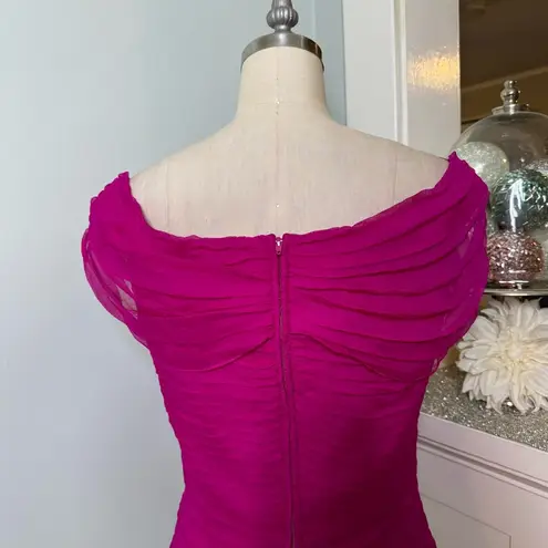 Tadashi Shoji Tadashi Collection Pink Silk Ruched & Ruffled Blouse Size 6