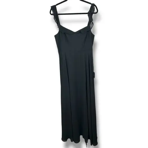 Lulus NWT Dreamy Admiration Black Ruffled Sweetheart Chiffon Maxi Dress Large