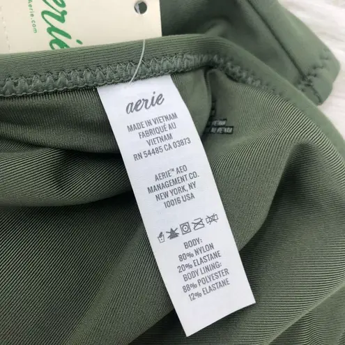 Aerie  Womens Bikini XL‎ Green Satin Stretch Cheeky Coverage Triangle Bottom NWT