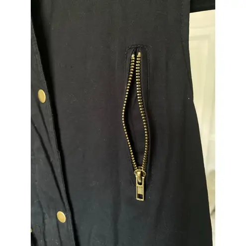 Zenana Outfitters Hooded Vest Black Utility Sherpa Lined Streetwear Layers Boho