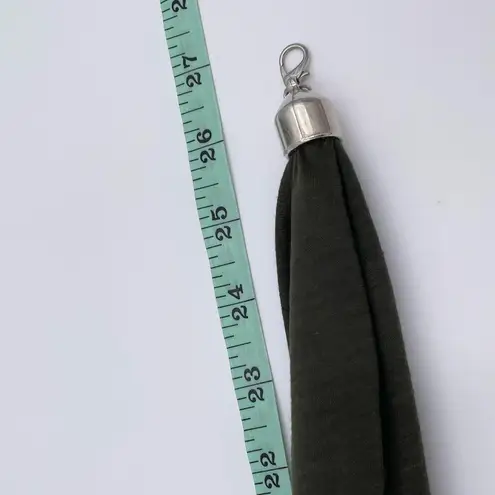 Handmade Chunky Beaded Statement Necklace Mixed Media Fabric Metal Green Silver Bohemian