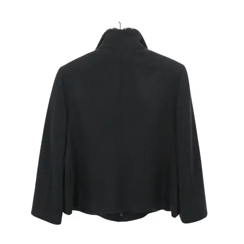 Akris Punto Fur Collar Charcoal Gray Black Zip Front Jacket 14