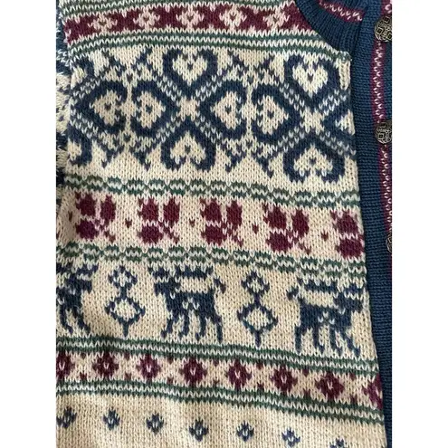 American Vintage Vermont country store winter white with deer cardigan size XL Red