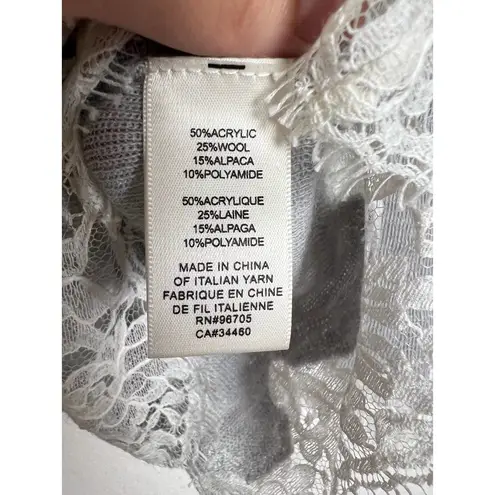 Rebecca Taylor  Gray White Lace Combo Pullover Alpaca Wool Sweater Size S - Image 41