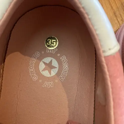 Matchboots ‘Rose Passion’ white leather pink suede lace up sneaker size 5