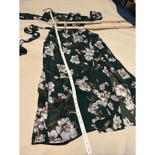 MiSC Elevated Basics Women Cap Long Sleeve V Neck Dress SM Belted Elastic Waist