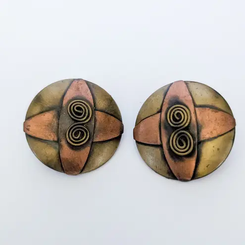 Vintage Clip On Earrings Statement Unusual Artsy Large 1.25"