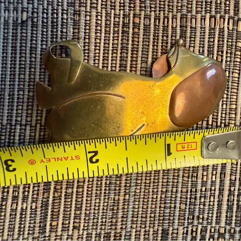 Vintage Dog‎ Brass Copper Silhouette Brooch Pin Brass Handmade Gold