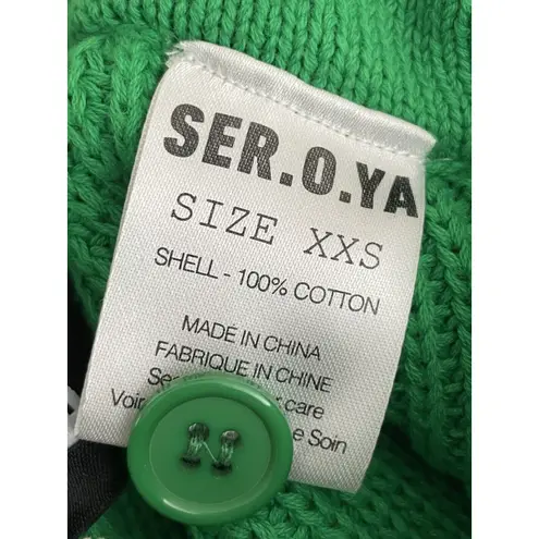 SER.O.YA Uma Knit Shorts Women Size XXS Kelly Green Pull On Cotton Pockets NWT