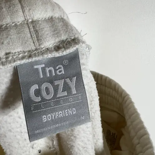 TNA Cozy Fleece Boyfriend Jogger Sweatpants Light Beige Women's Size Medium Tan
