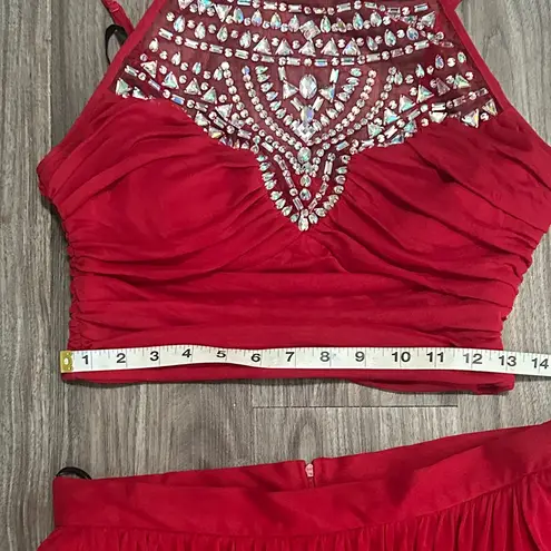 B Darlin  Red Skirt Set with Embellished Top