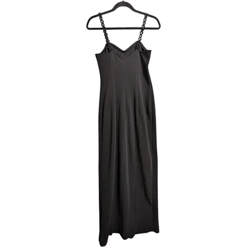 De Laru by Sheila Yen Black Spaghetti Straps Slit Evening Gown Dress XS/S (est.)