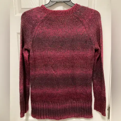 prAna Leisel Plum Gradient Striped Pink Cable Knit Long Sleeve Sweater