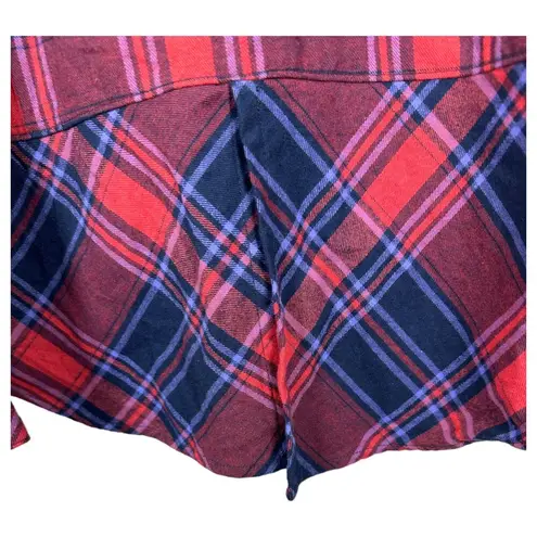 Bit & Bridle Pink Purple Blue Plaid Western Studded Embellished Shirt Women's 2X