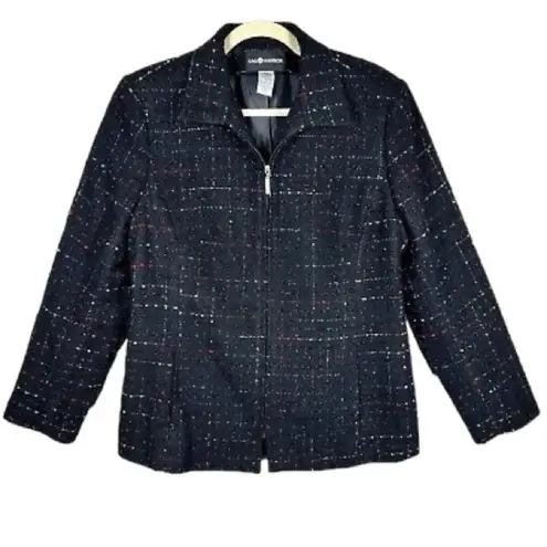 Sag Harbor Embellished Tweed Blazer Jacket Black Size 10