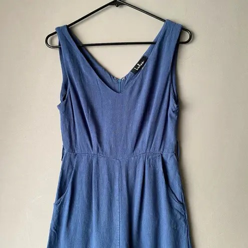 Lulu’s sz XS Sleeveless cotton blue jumpsuit
