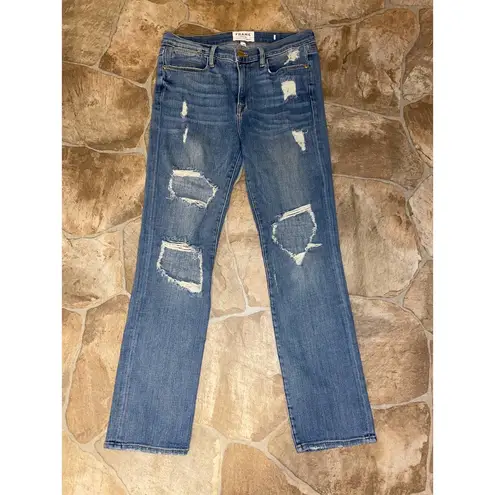 Frame Denim Le High Straight Distressed Ripped Denim Jeans, Size 28