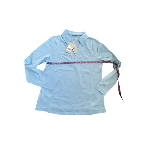 Boden Long Sleeve Collared Polo Shirt Light Blue Cotton Blend Women's Size S NWT