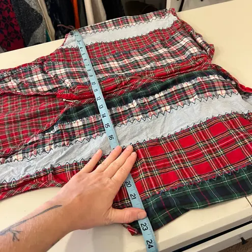 Victoria Jones Vintage 90s Red Patchwork Plaid Flannel Blue Denim Zip Up Vest Top Size 20