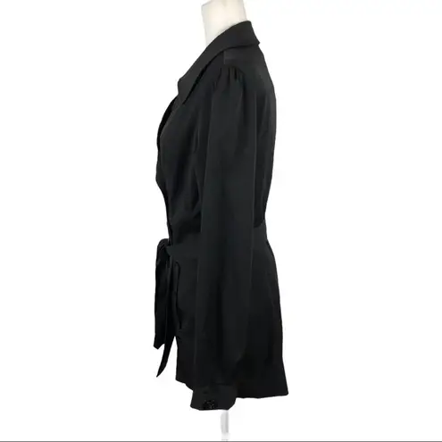 Vertigo Paris Classic Double Breasted Black Belted Trench Coat Size Medium
