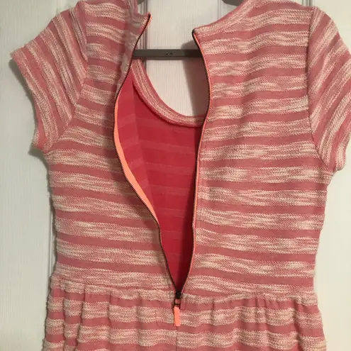 Maison Jules bubblegum pink white striped dress fit flare women’s size medium