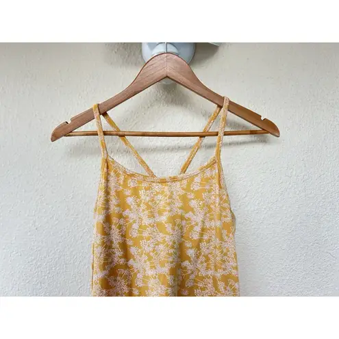 Pact Fit Flare Yellow Midi Floral Organic Cotton Dress L Strappy Casual Pockets Size L