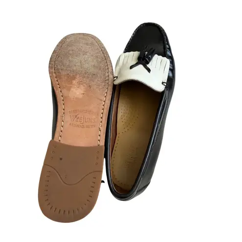 WEEJUNS Women's Black White Leather Loafers Flats Dress Shoes Size 8.5