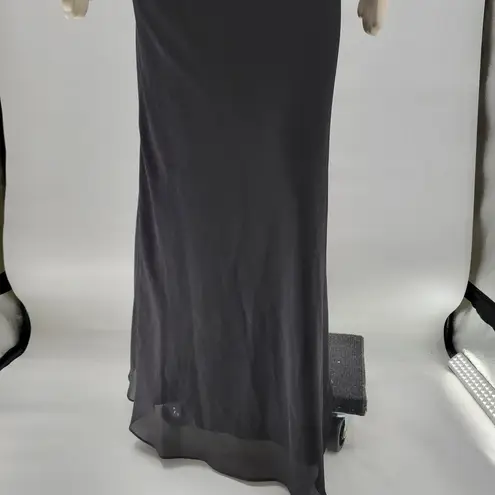 VTG Bora Prom Dress XL Black Bling Accent Sheer Layer Fairy Goth Evening Gown