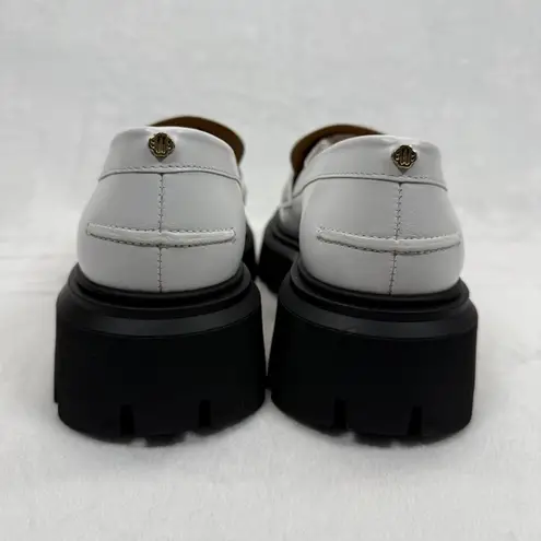 Maje Loafers White Leather Platform Lug Sole Medallion Detail Size 39