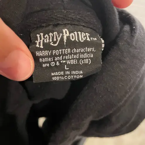 Harry Potter Black Gold Print Cropped Hooded Screen Print Sweatshirt Large