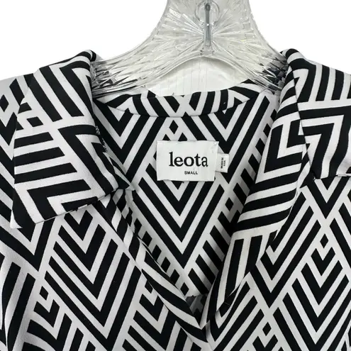Leota | Black and White Geometric Print Faux Button Front Dress Sz. Small