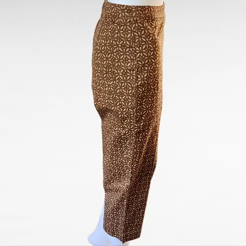 Coldwater Creek Brown & Cream Mosaic Print Flat Front Crops Size 4