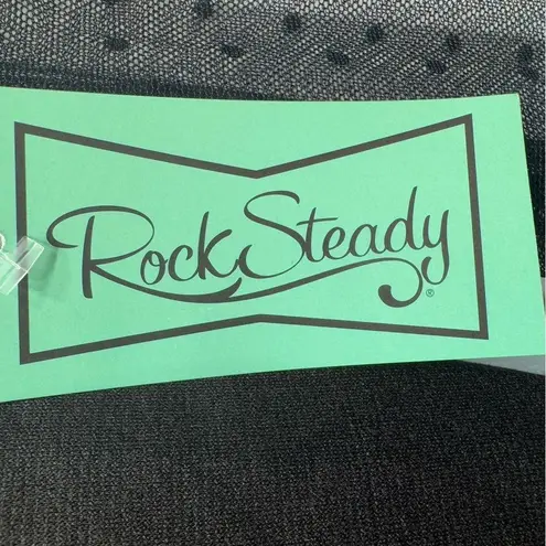 Rock Steady Black Sheer Polka Dot Lace Sweetheart Bodice Rockabilly Peplum Top Size M