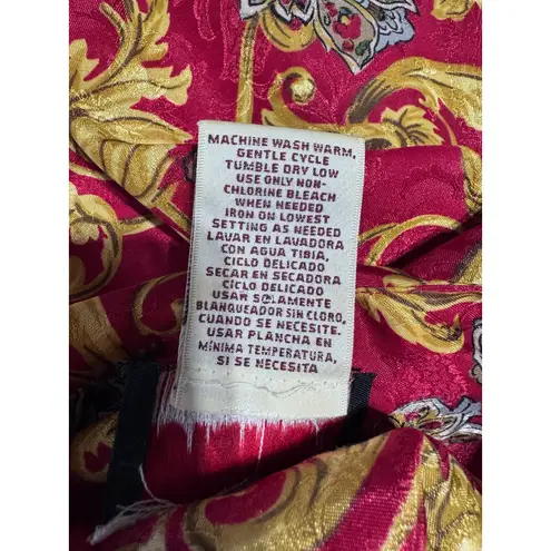 Notations Baroque Paisley Satin Blouse Gold Vintage Petite 6 Whimsigoth Retro