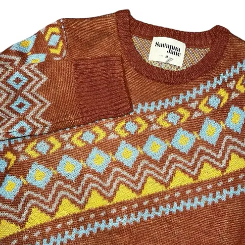Savanna Jane Geometric Crewneck Sweater Sz Medium